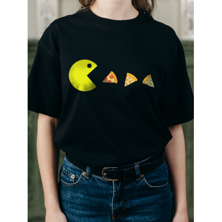Tricou Smiley care mănâncă pizza din bumbac